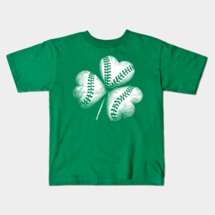 St. Patrick's Baseball Softball Shamrock Baseball Stitches Cute Baseball Lover Kids T-Shirt